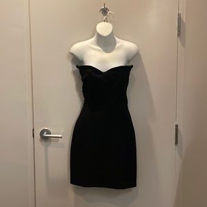 Strapless black bodycon mini dress with back zipper